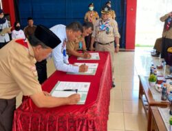 Penandatangan PKS Lapas Warungkiara dengan SPNF SKB dan Kwarcab Kabupaten Sukabumi